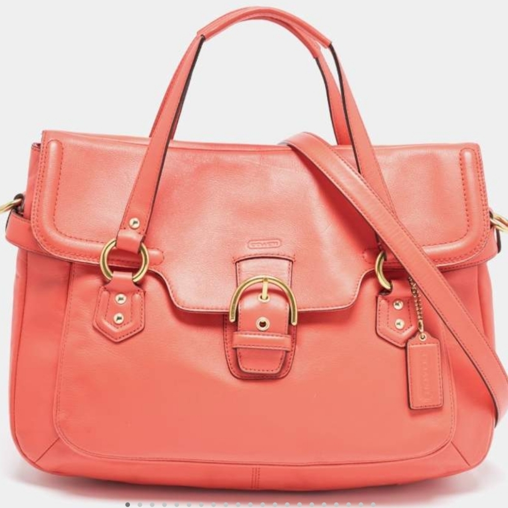 Coach Orange Leather Eva Flap Satchel-Like New!!!